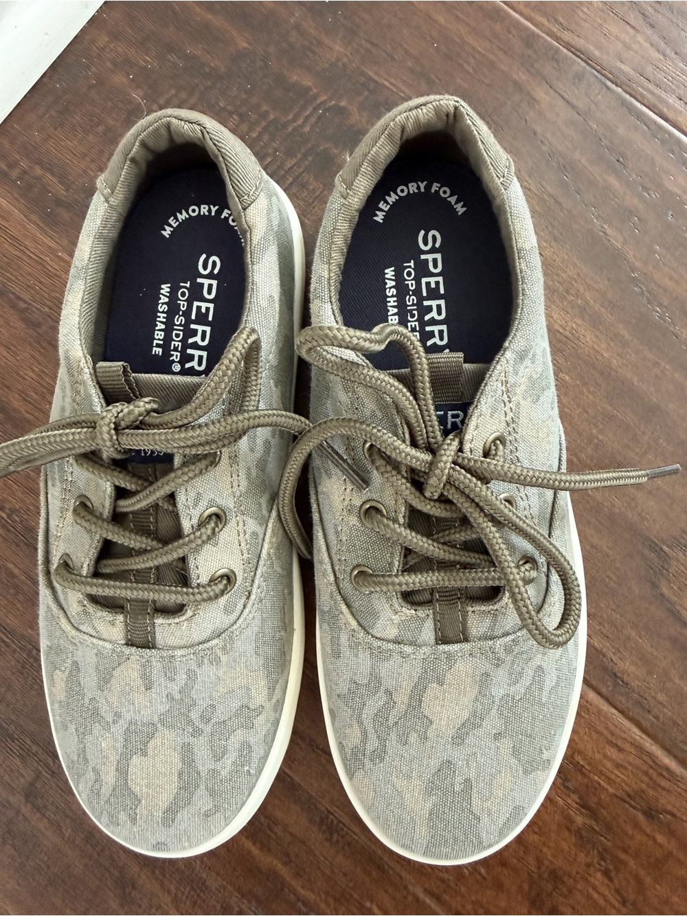Sperry Olive Camo Canvas Lace-Up Sneakers
